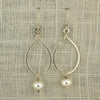 $36 - Tear Drop Earrings - Silver & Pearl - Medium