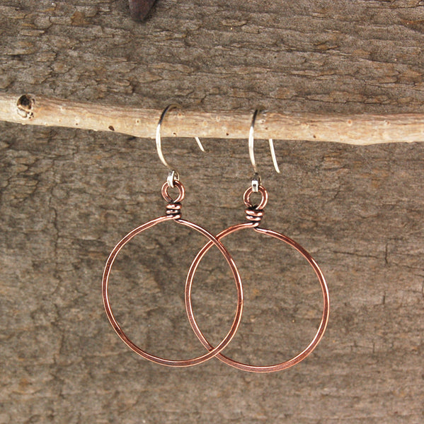 $25 - Twisted Copper Hoops - Large