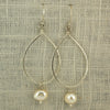 $39 - Tear Drop Earrings - Silver & Pearl - Large
