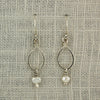 $33 - Tear Drop Earrings - Silver & Pearl - Small