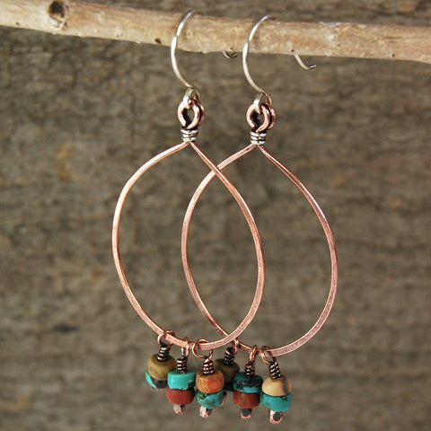 $36 - Turquoise Sunset Hoops